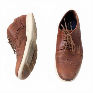Cole Haan Grand Os Brown Tan Leather Wingtip Shoes